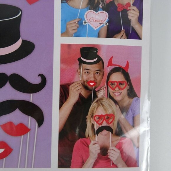 💰3/$25  New 10-PC Accessories Party Photo Booth Set VALENTINE Cupid Heart - Picture 4 of 6